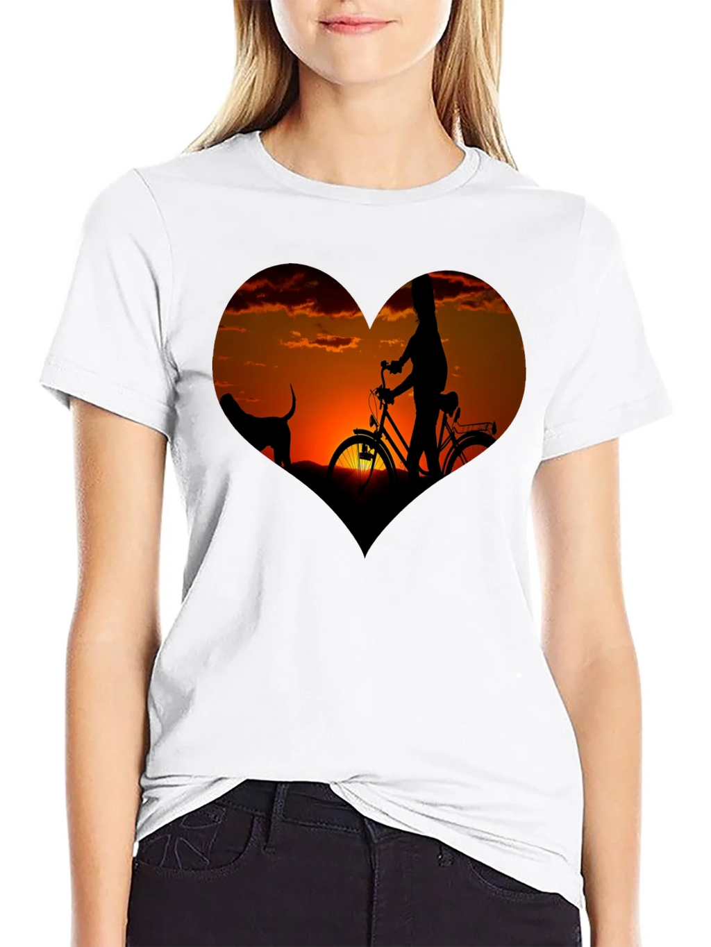 Sunset Heart Graphic T-Shirt - Biking & Dog product image 8