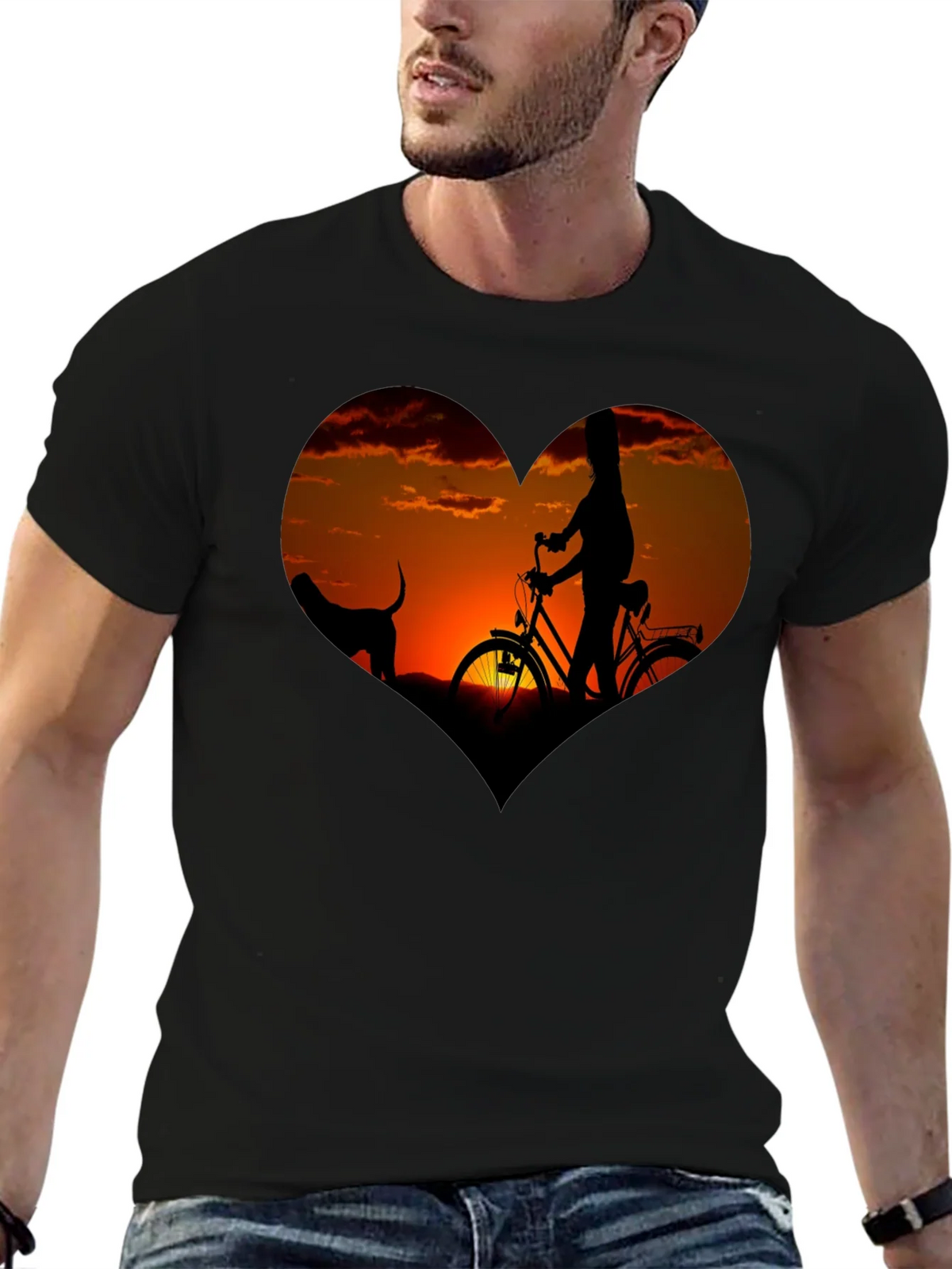 Sunset Heart Graphic T-Shirt - Biking & Dog product image 6
