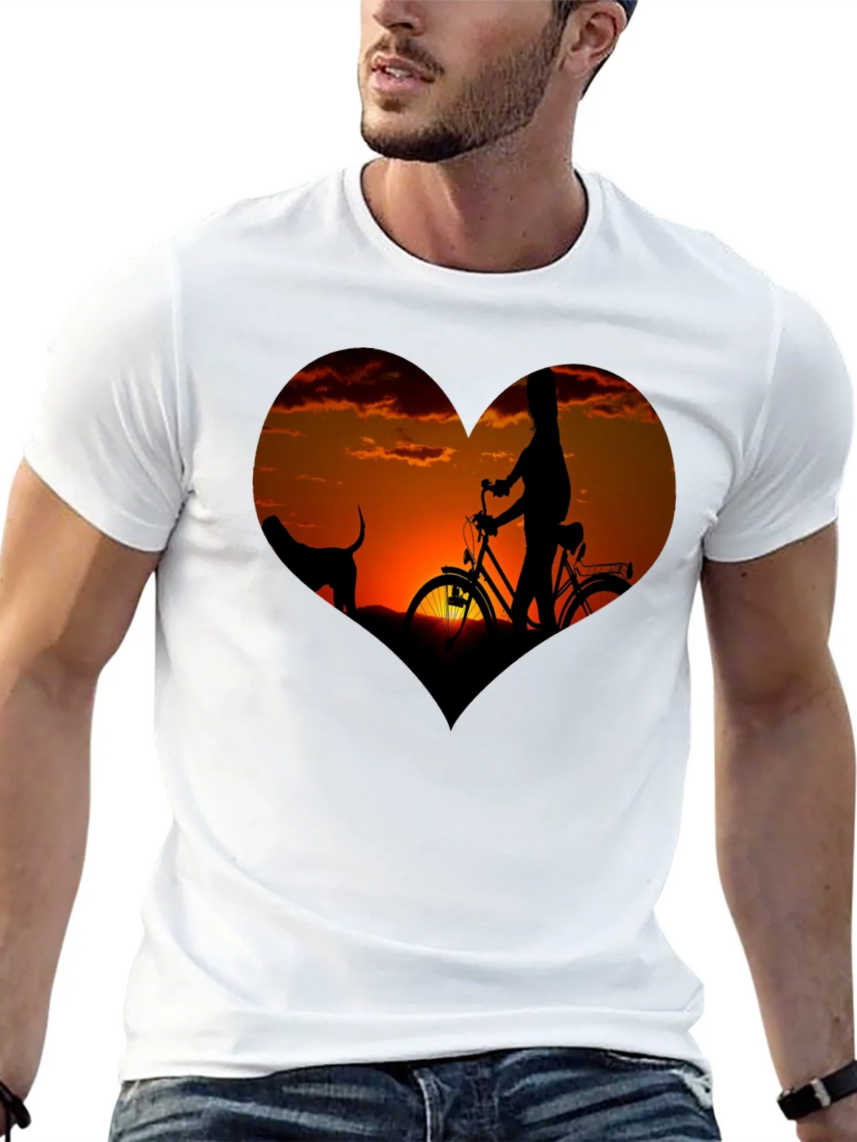 Sunset Heart Graphic T-Shirt - Biking & Dog product image 12