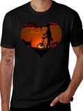 Sunset Heart Graphic T-Shirt - Biking & Dog product image 1
