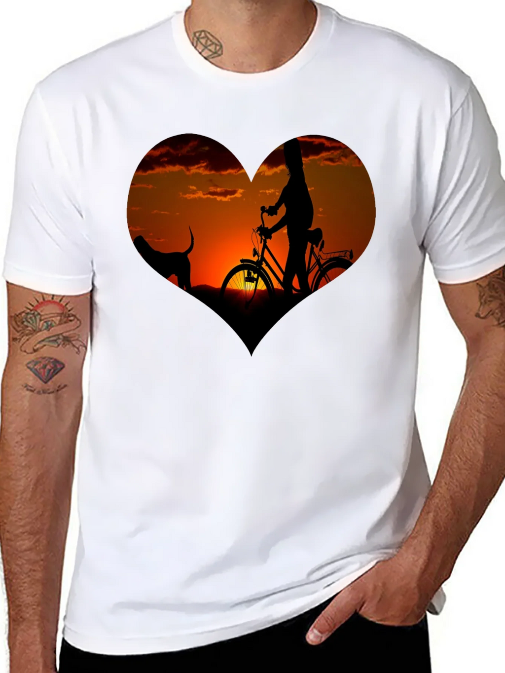 Sunset Heart Graphic T-Shirt - Biking & Dog product image 7