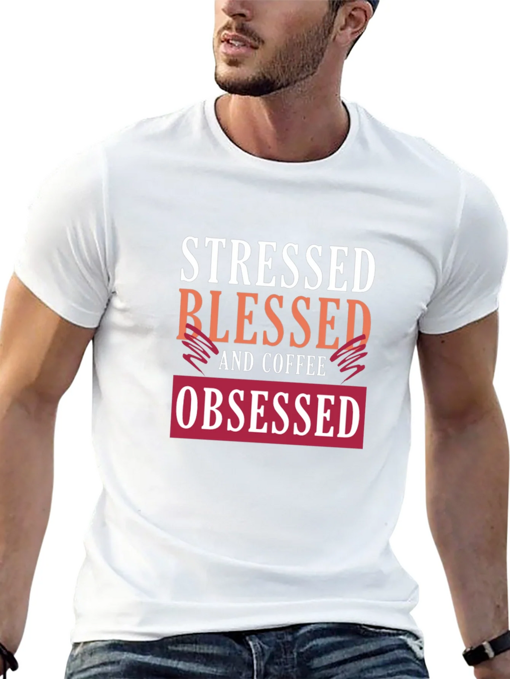 Stressed Blessed Coffee Obsessed Graphic Tee product image 12