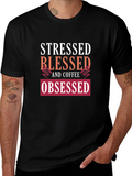 Stressed Blessed Coffee Obsessed Graphic Tee product image 1