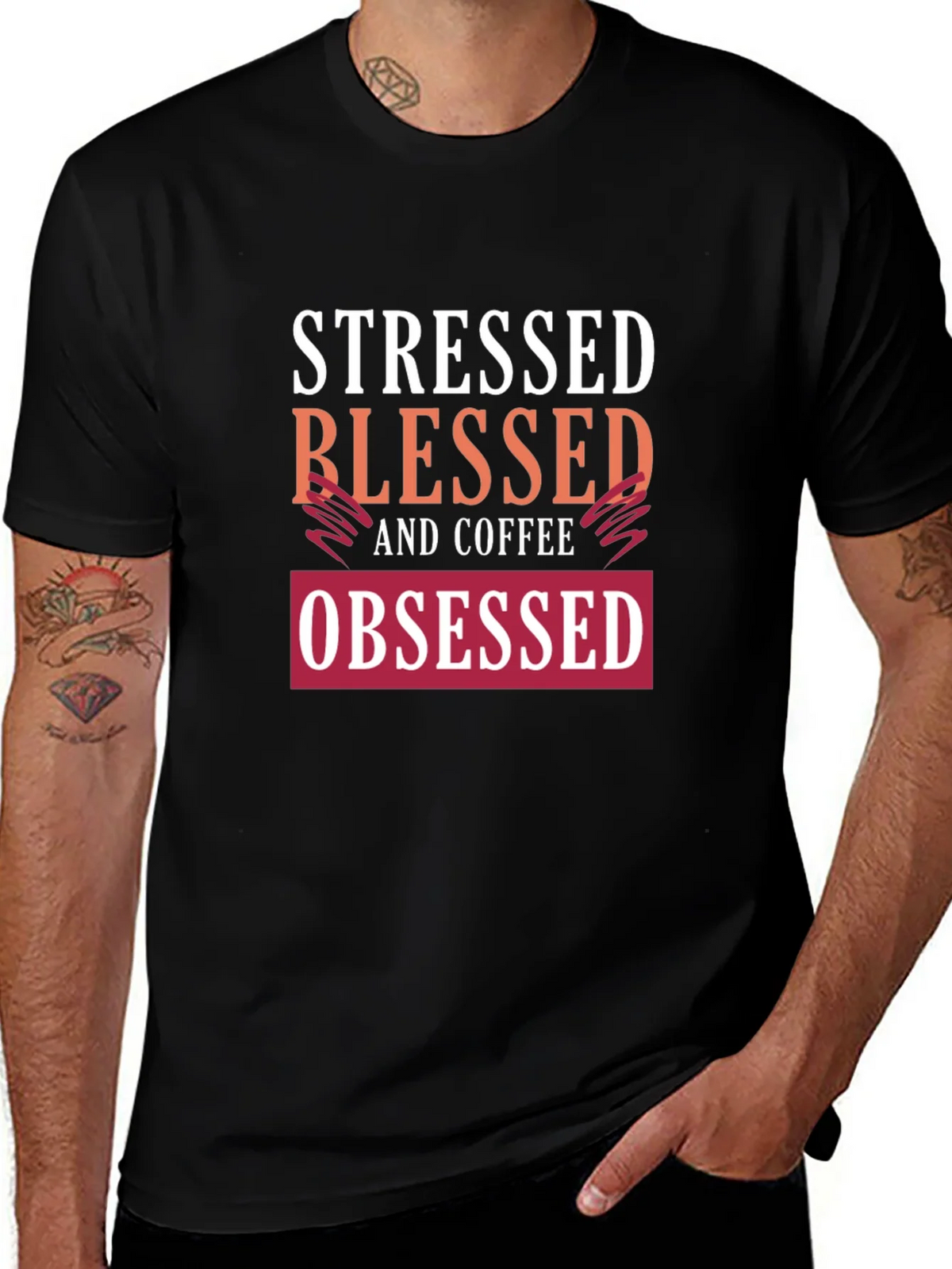 Stressed Blessed Coffee Obsessed Graphic Tee product image 1
