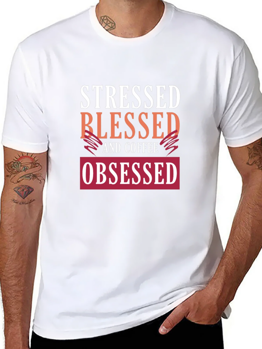 Stressed Blessed Coffee Obsessed Graphic Tee product image 7
