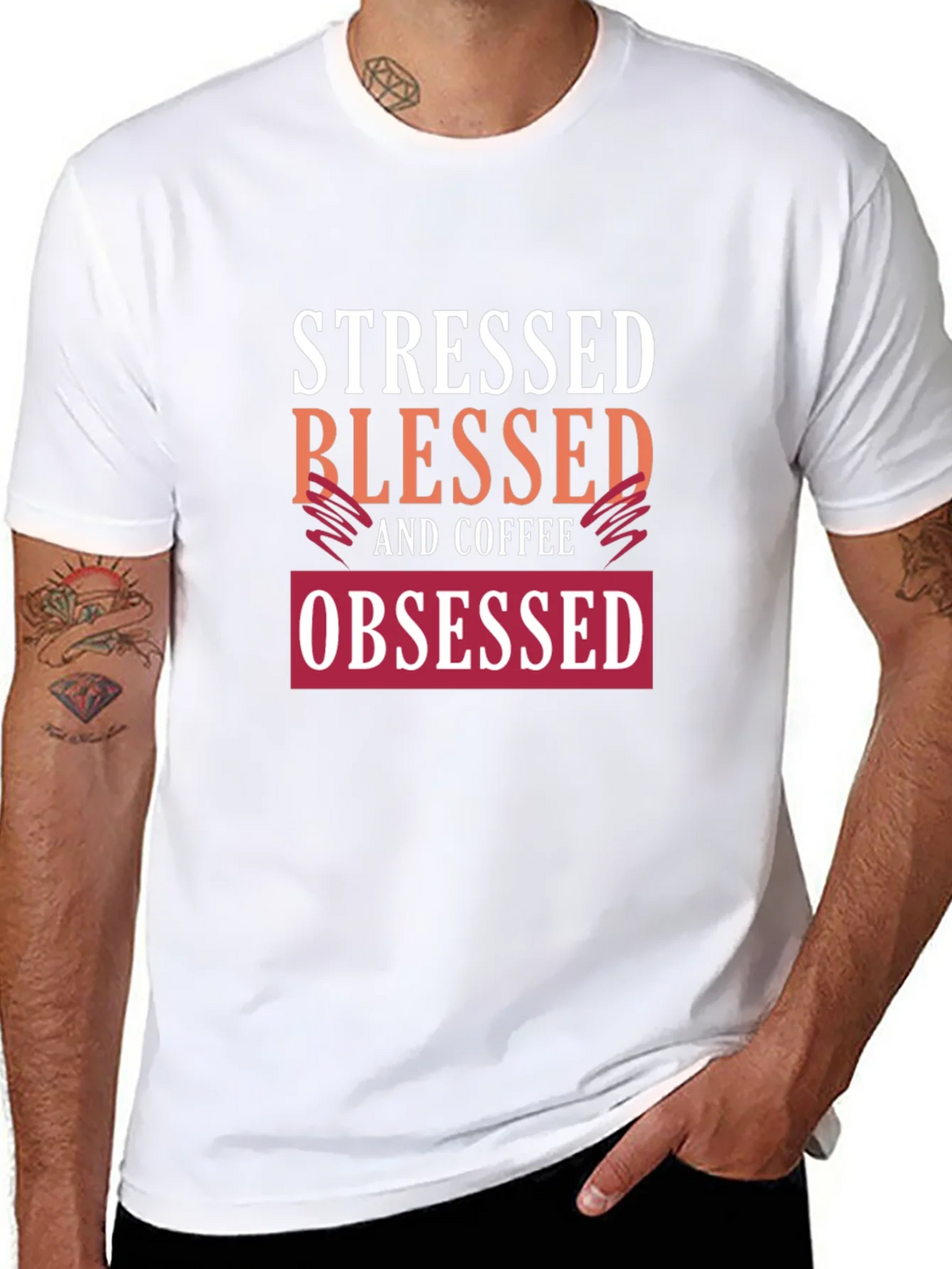 Stressed Blessed Coffee Obsessed Graphic Tee product image 7