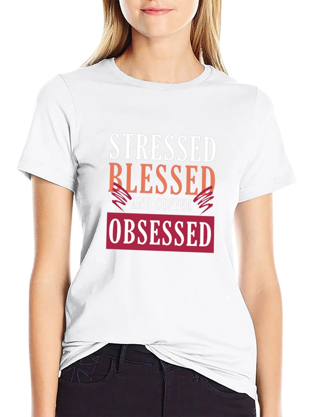 Stressed Blessed Coffee Obsessed Graphic Tee product image 8