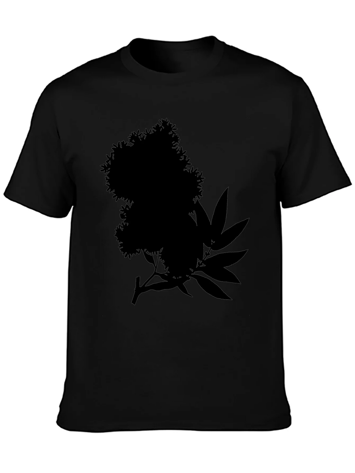Black Tee with Floral and Leaf Silhouette Design product image 3