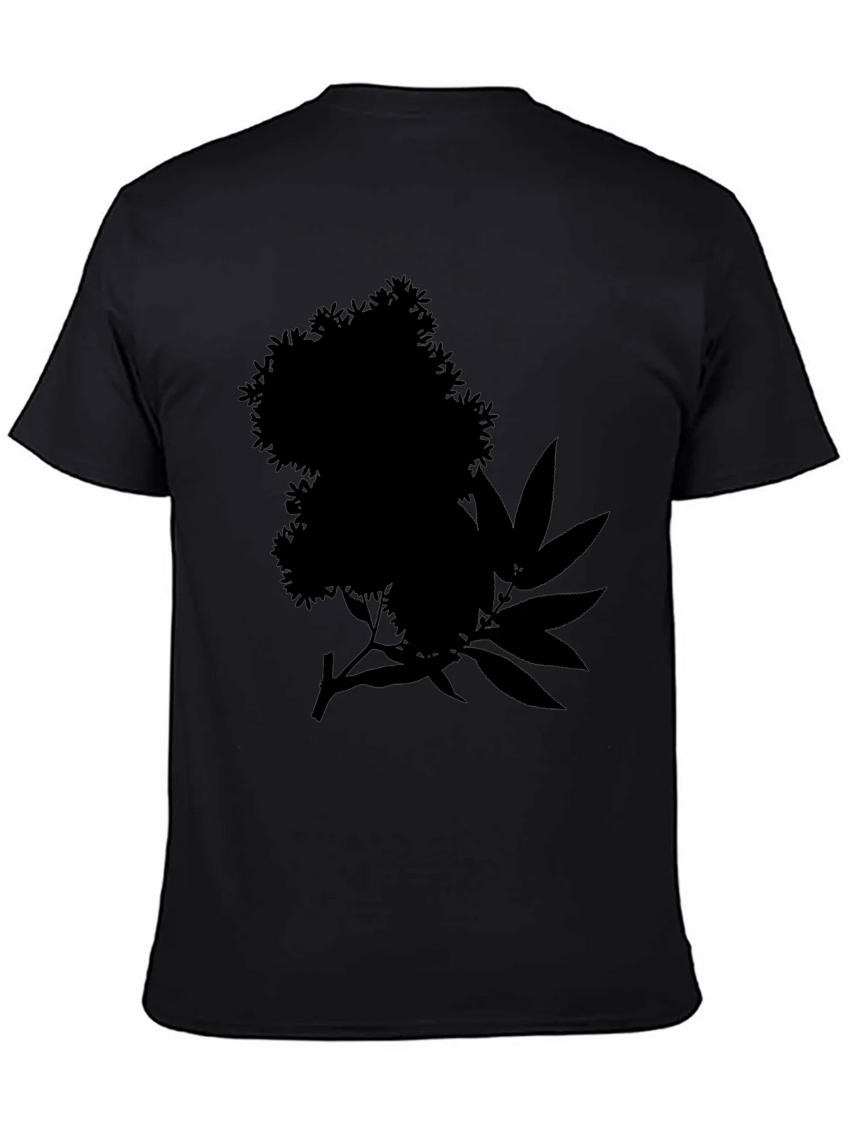 Black Tee with Floral and Leaf Silhouette Design product image 4