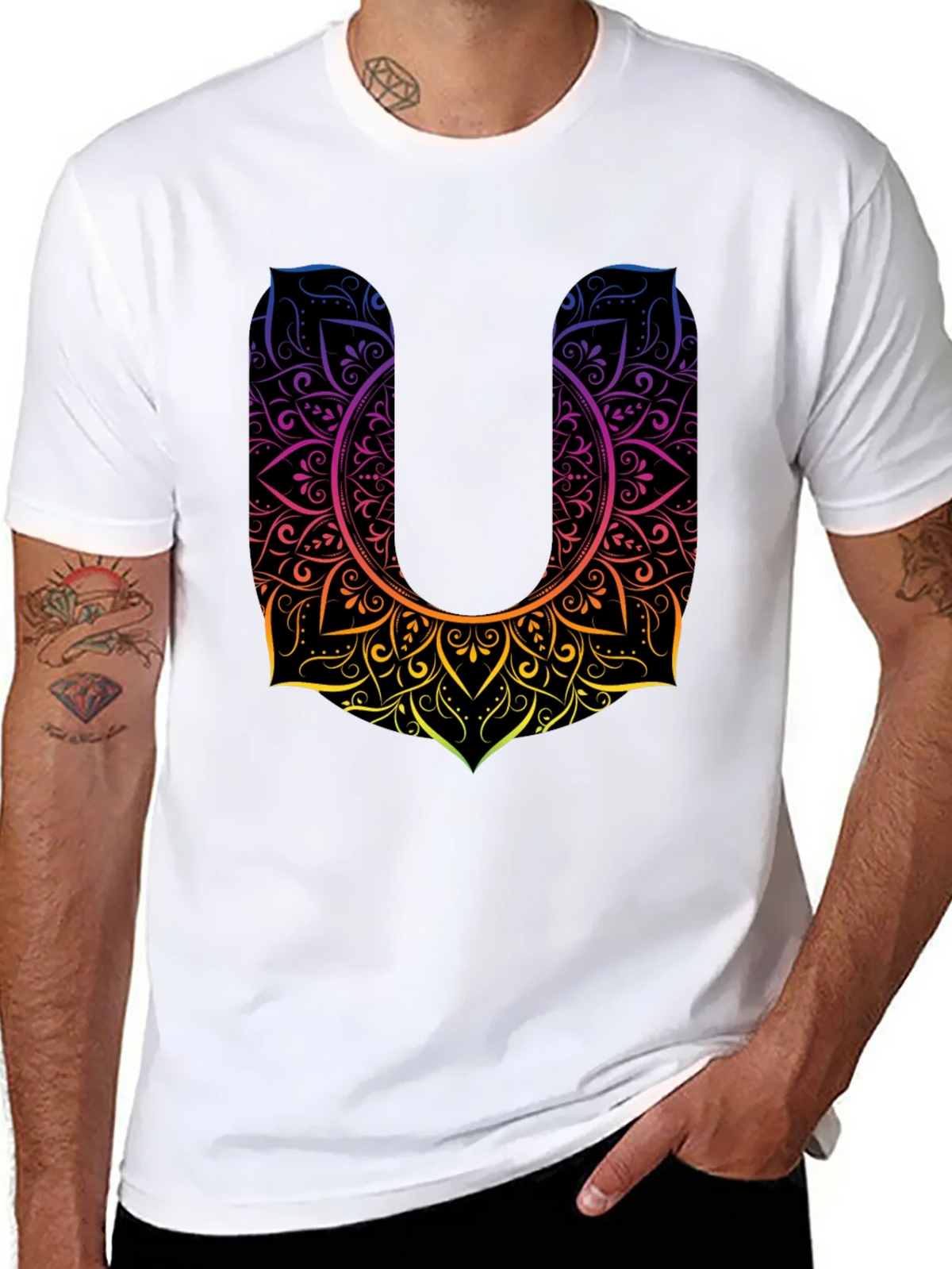Mandala U Black Tee - Unique Design Casual Style product image 7