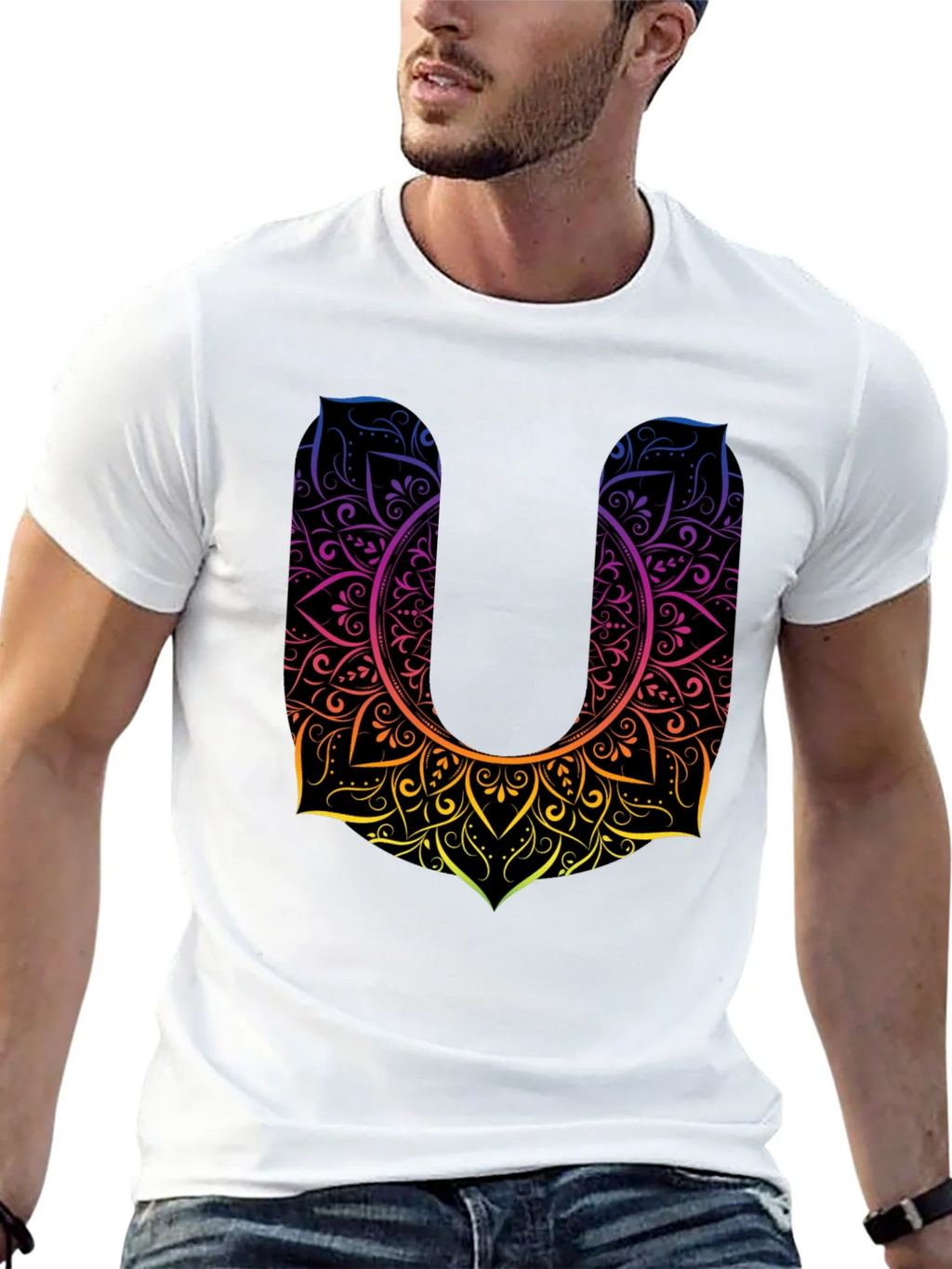 Mandala U Black Tee - Unique Design Casual Style product image 11