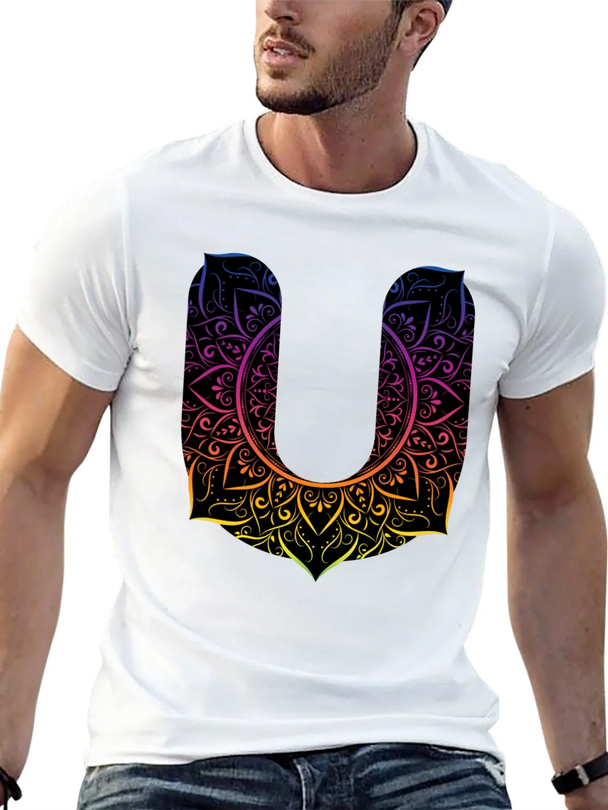 Mandala U Black Tee - Unique Design Casual Style product image 11