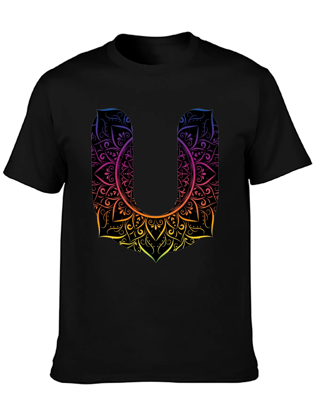 Mandala U Black Tee - Unique Design Casual Style product image 3
