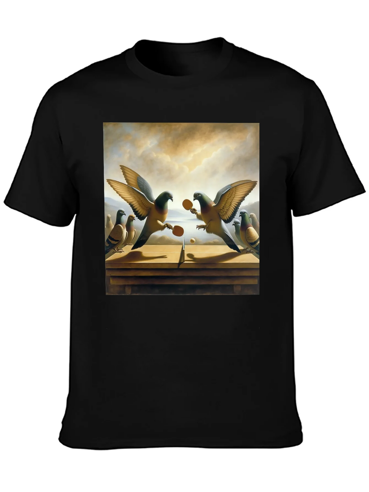 Pigeon Ping Pong Graphic Tee - Unique Bird Art product image 2