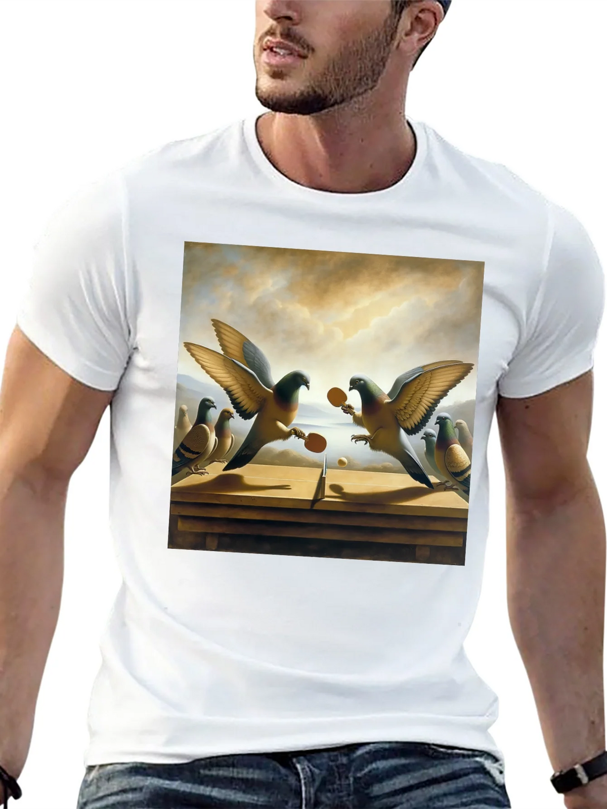 Pigeon Ping Pong Graphic Tee - Unique Bird Art product image 6