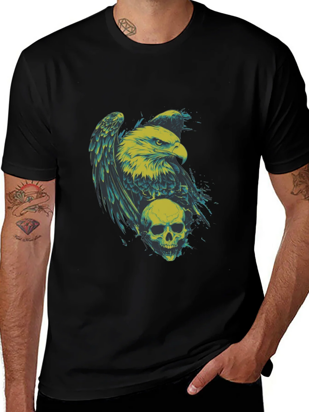 Eagle and Skull Graphic Print T-Shirt product image 1