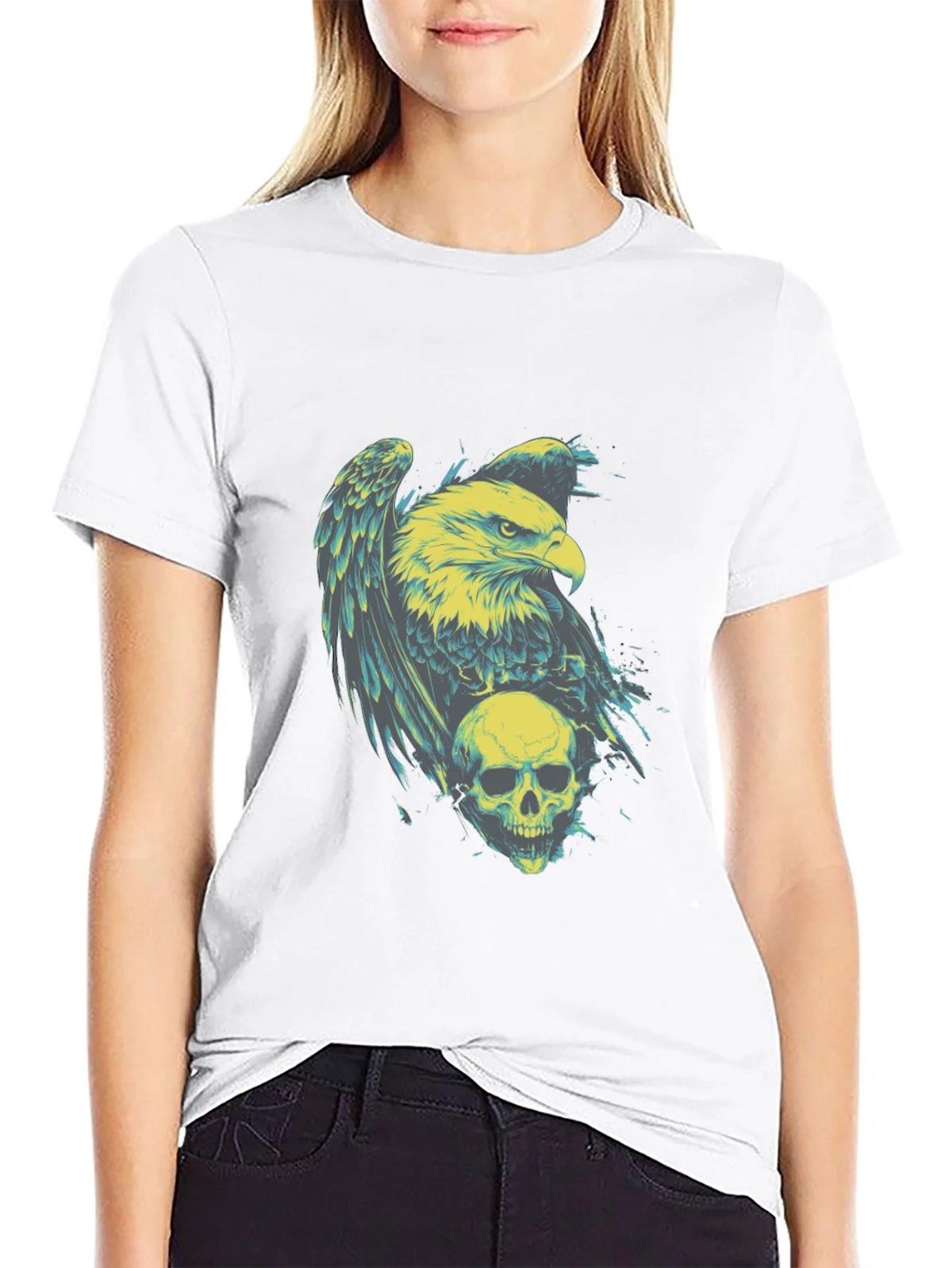Eagle and Skull Graphic Print T-Shirt product image 6