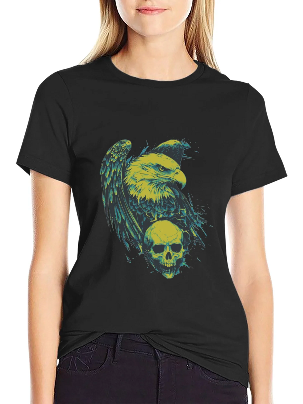 Eagle and Skull Graphic Print T-Shirt product image 2