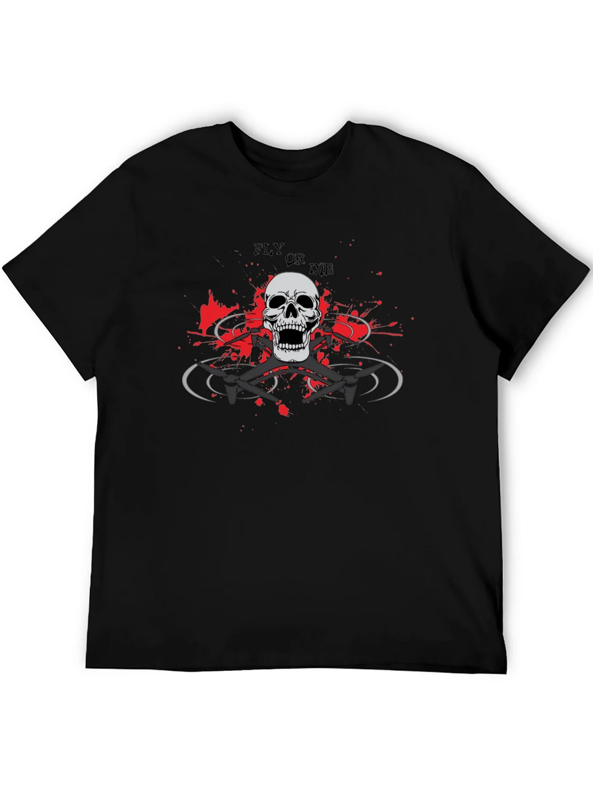 Fly or Die Drone Skull T-Shirt - Edgy Graphic Tee product image 5