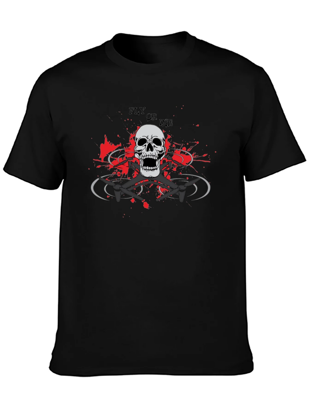 Fly or Die Drone Skull T-Shirt - Edgy Graphic Tee product image 3