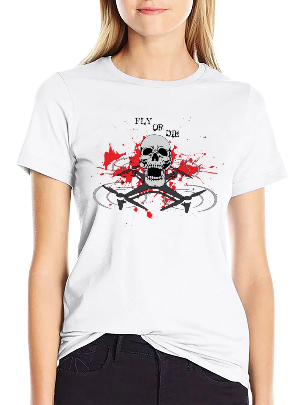 Fly or Die Drone Skull T-Shirt - Edgy Graphic Tee product image 8