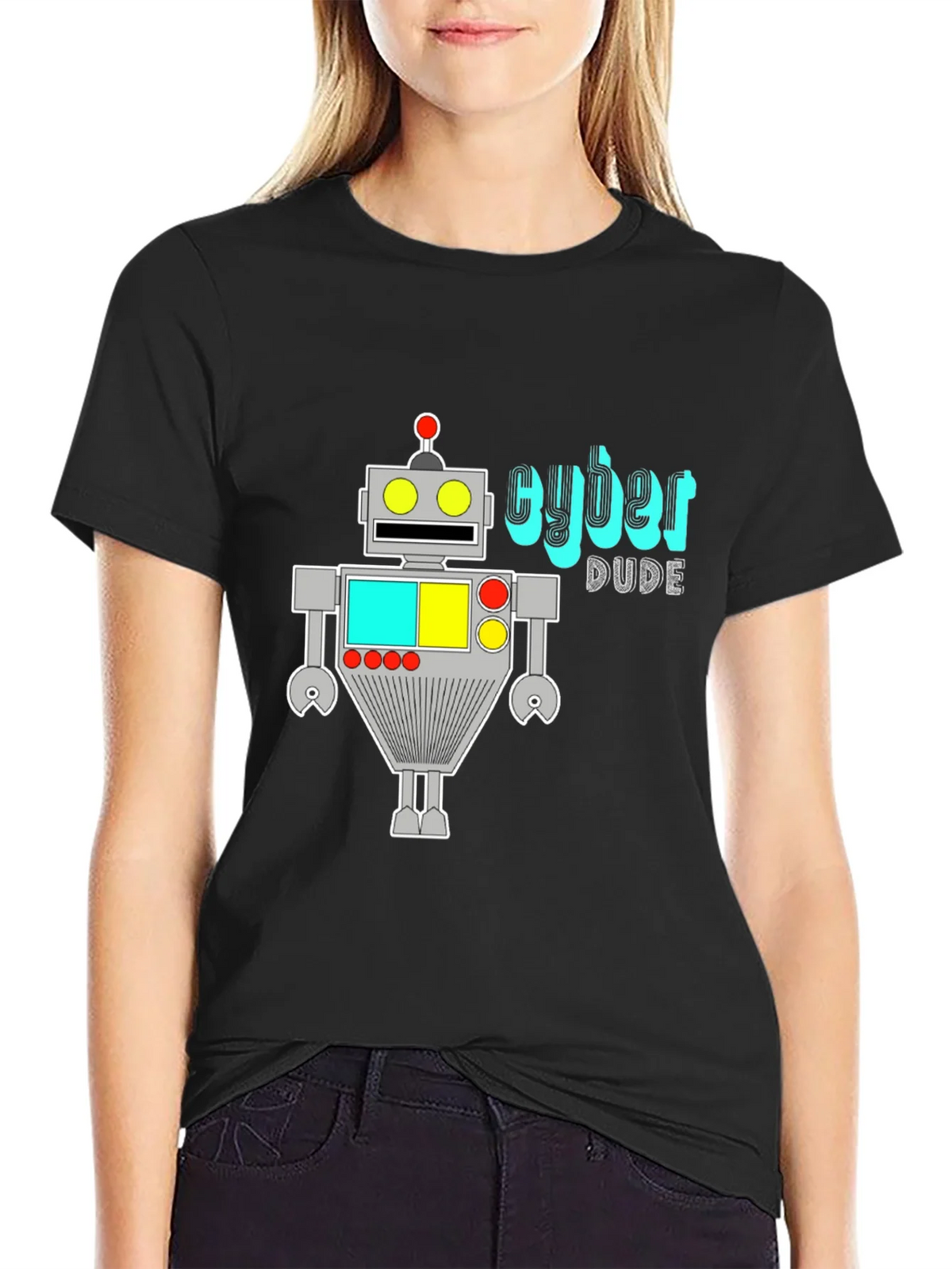 Cyber Dude Robot Graphic Black T-Shirt product image 2