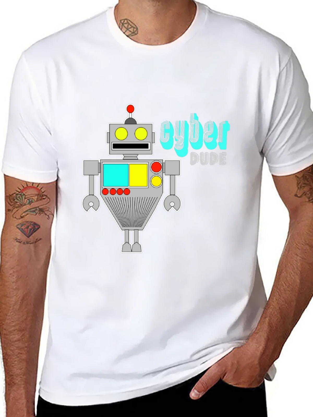 Cyber Dude Robot Graphic Black T-Shirt product image 7