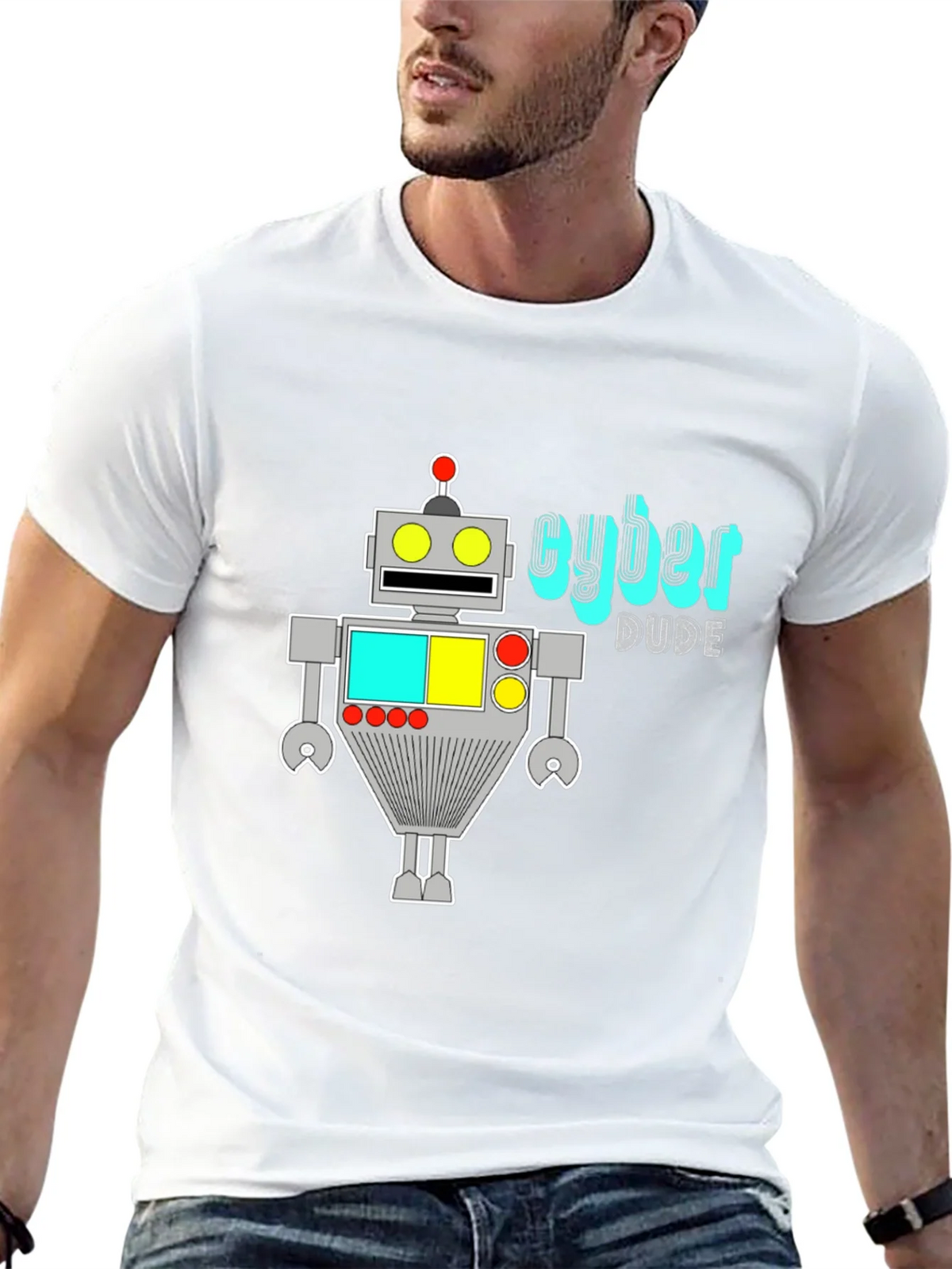 Cyber Dude Robot Graphic Black T-Shirt product image 12