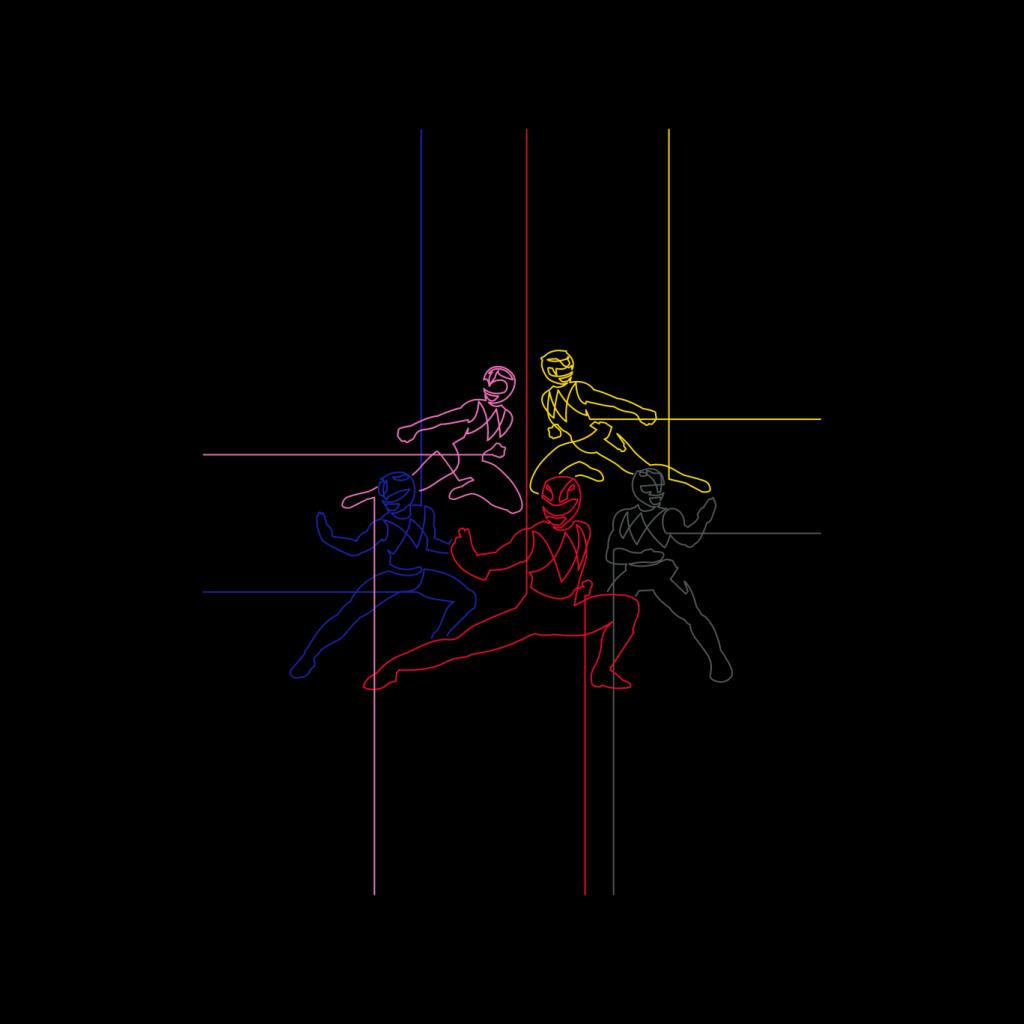 Power Rangers Action Pose Line Art Women's Hooded Sweatshirt product image 2