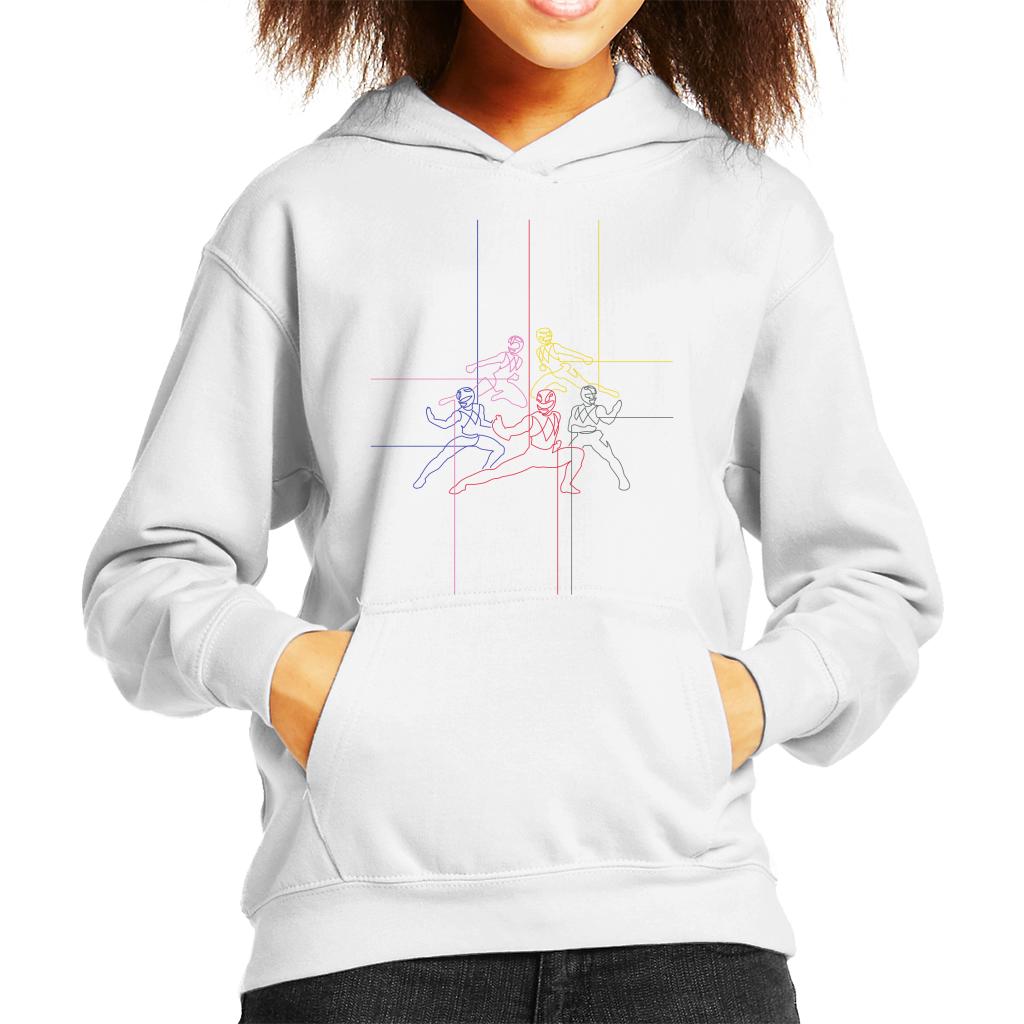 Power Rangers Action Pose Line Art Kid's Hooded Sweatshirt product image 4