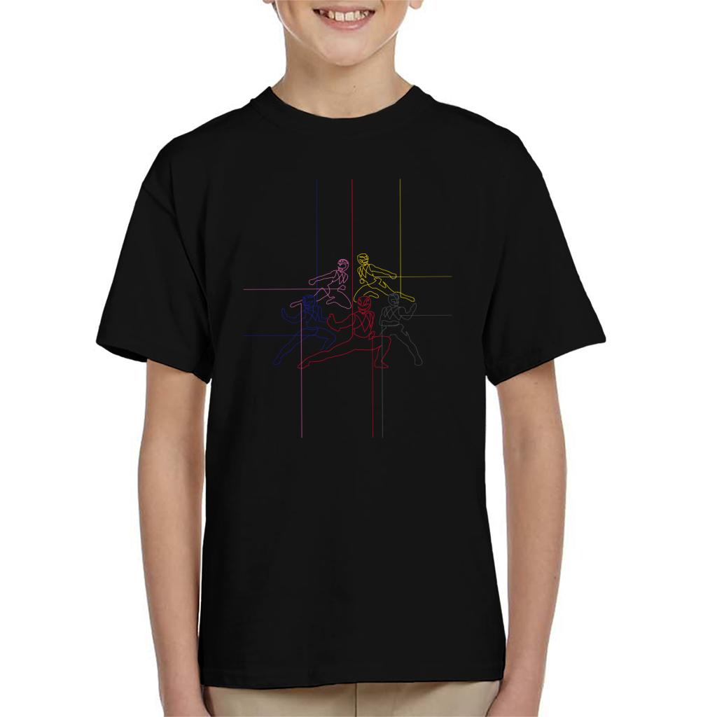 Power Rangers Action Pose Line Art Kid's T-Shirt product image 1