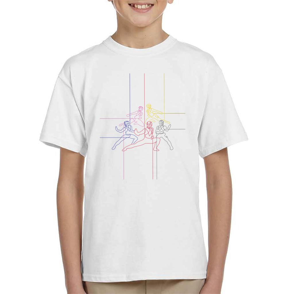 Power Rangers Action Pose Line Art Kid's T-Shirt product image 4
