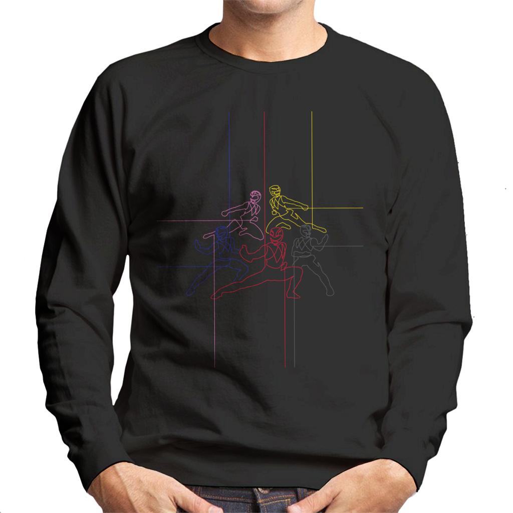 Power Rangers Action Pose Line Art Men's Sweatshirt product image 1