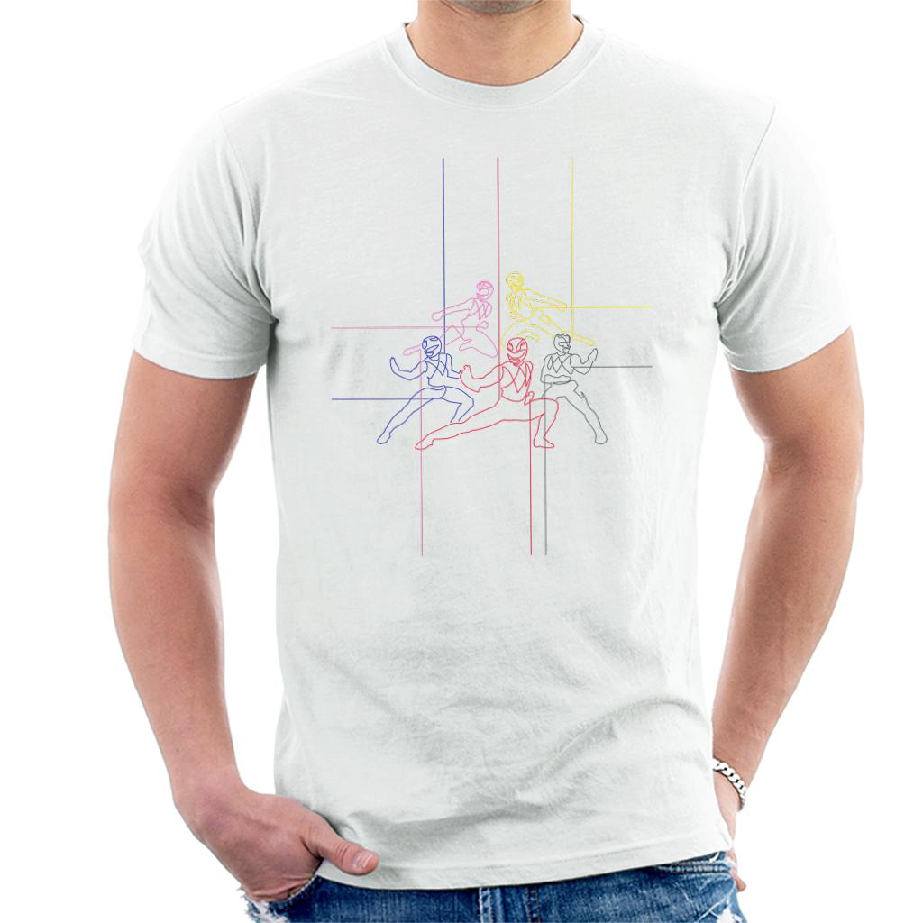 Power Rangers Action Pose Line Art Men's T-Shirt product image 4