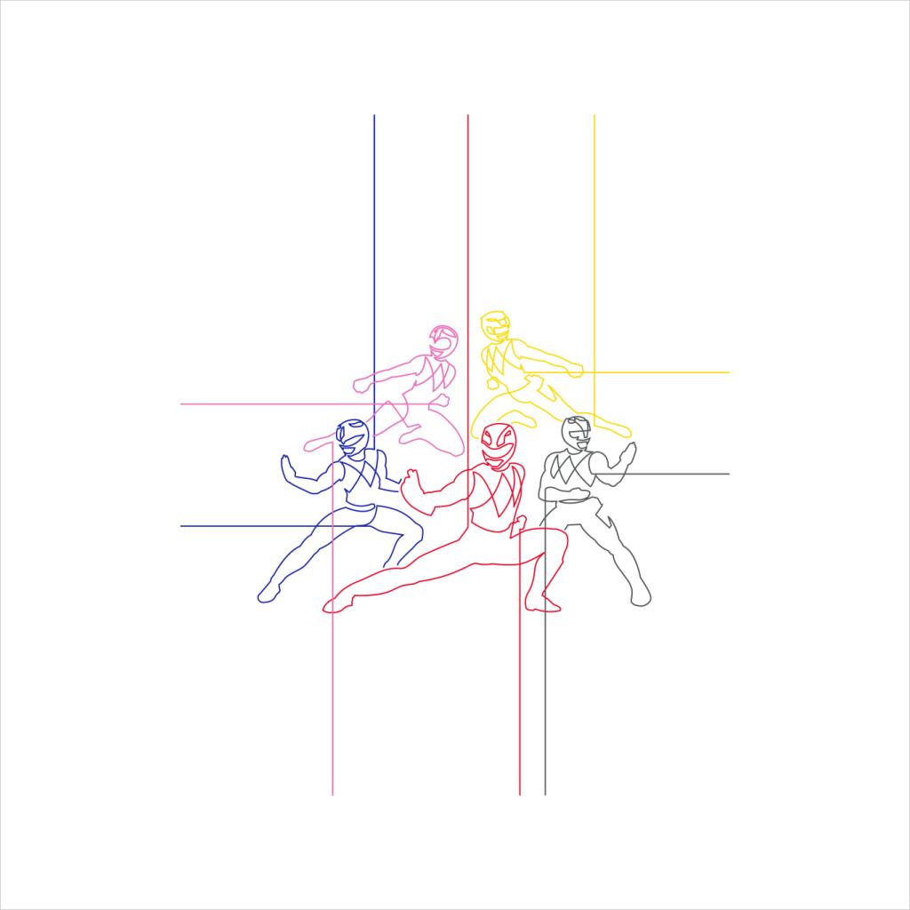 Power Rangers Action Pose Line Art Women's T-Shirt product image 5