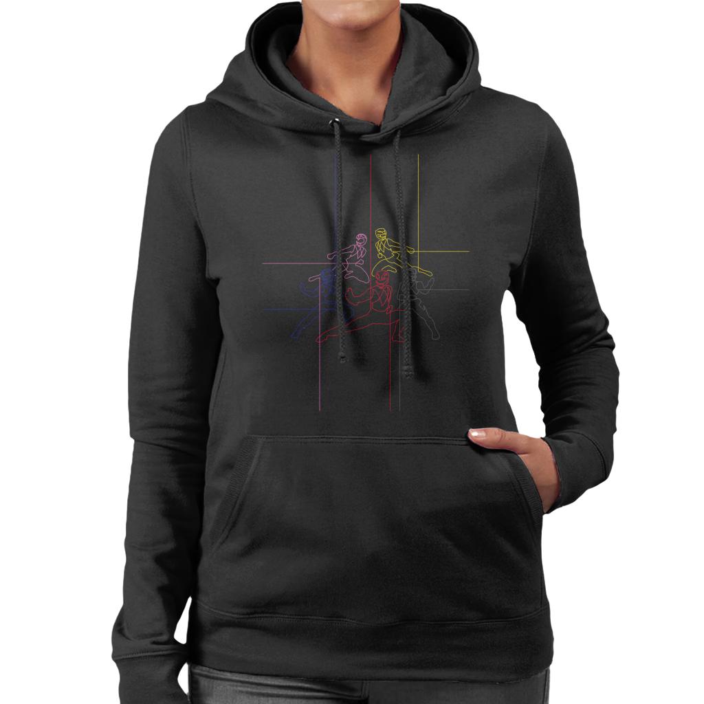 Power Rangers Action Pose Line Art Women's Hooded Sweatshirt product image 1