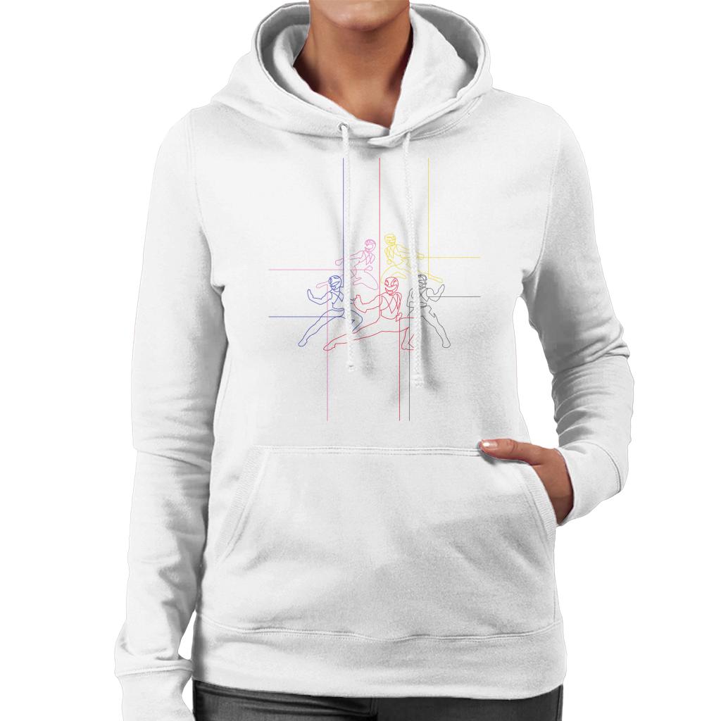 Power Rangers Action Pose Line Art Women's Hooded Sweatshirt product image 4