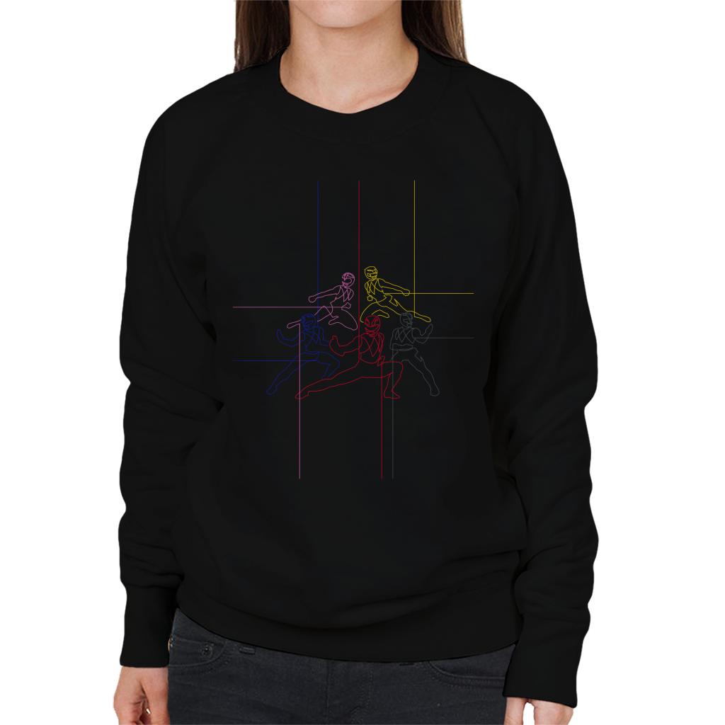 Power Rangers Action Pose Line Art Women's Sweatshirt product image 1