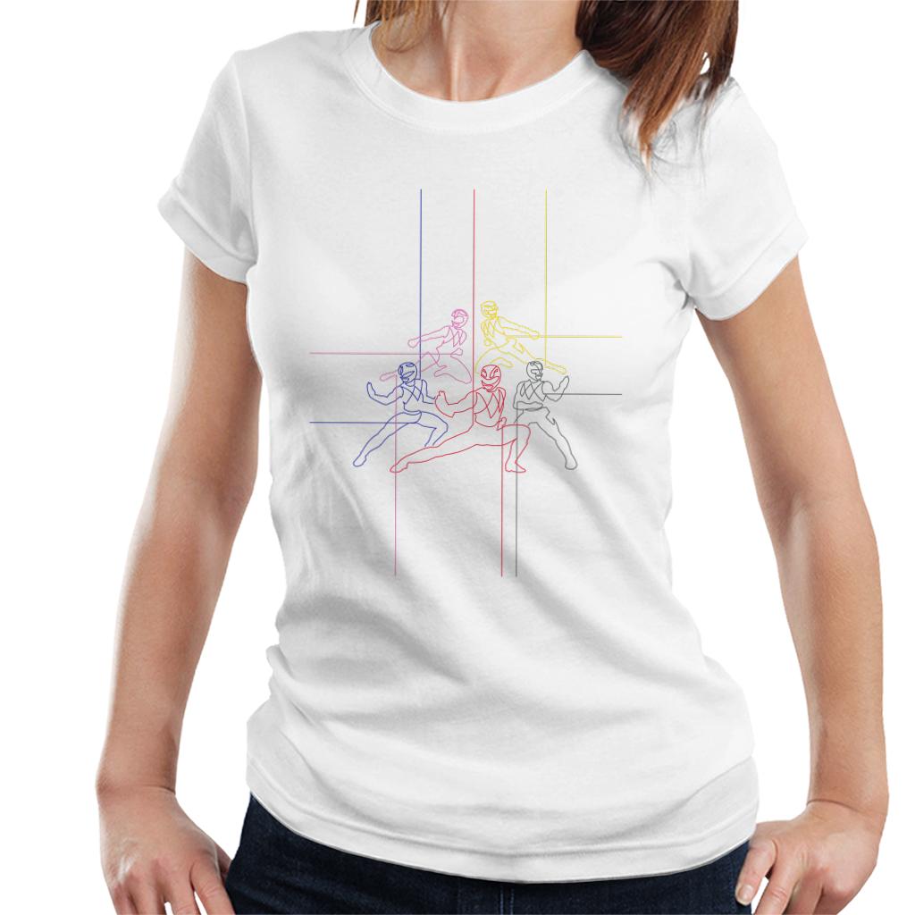 Power Rangers Action Pose Line Art Women's T-Shirt product image 4
