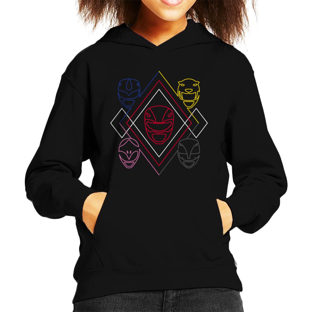Power Rangers Heads Line Art Kid's Hooded Sweatshirt product image 1