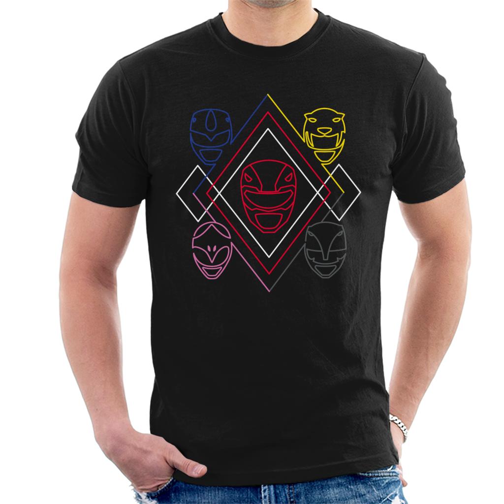 Power Rangers Heads Line Art Men's T-Shirt product image 1