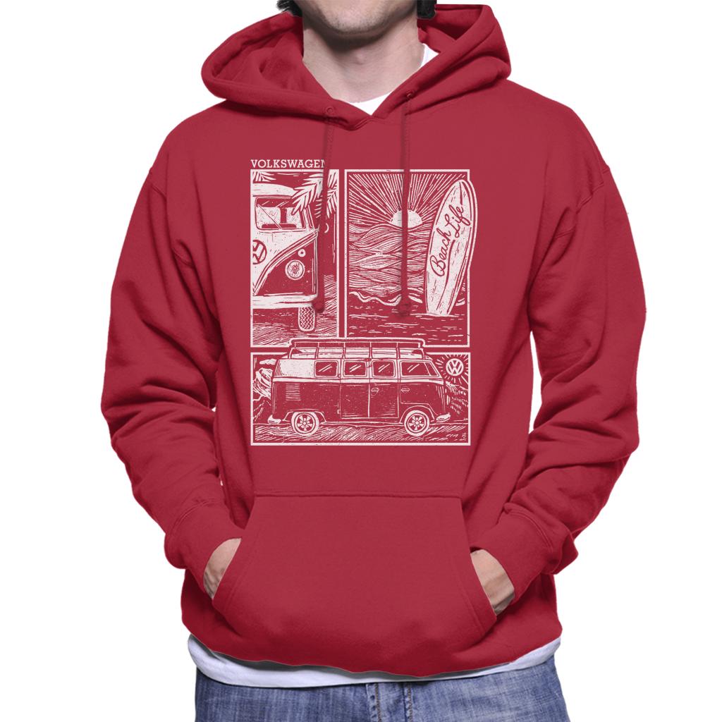 Volkswagen T1 Camper Beach Life Doodle Men's Hooded product image 6