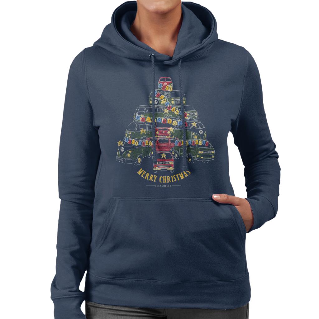 Volkswagen Merry Christmas Camper Tree Women's Hooded product image 4
