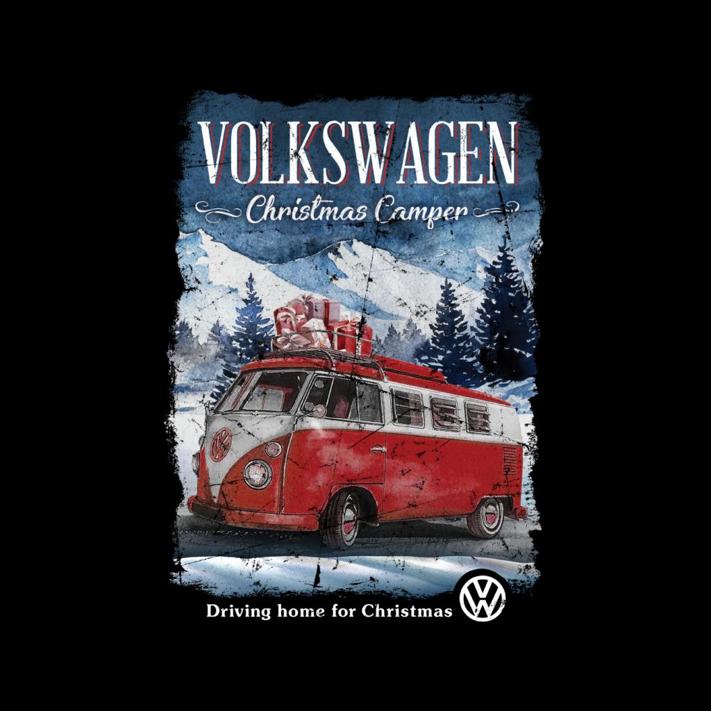 Volkswagen Christmas Red Camper Driving Home Women's Hooded product image 2