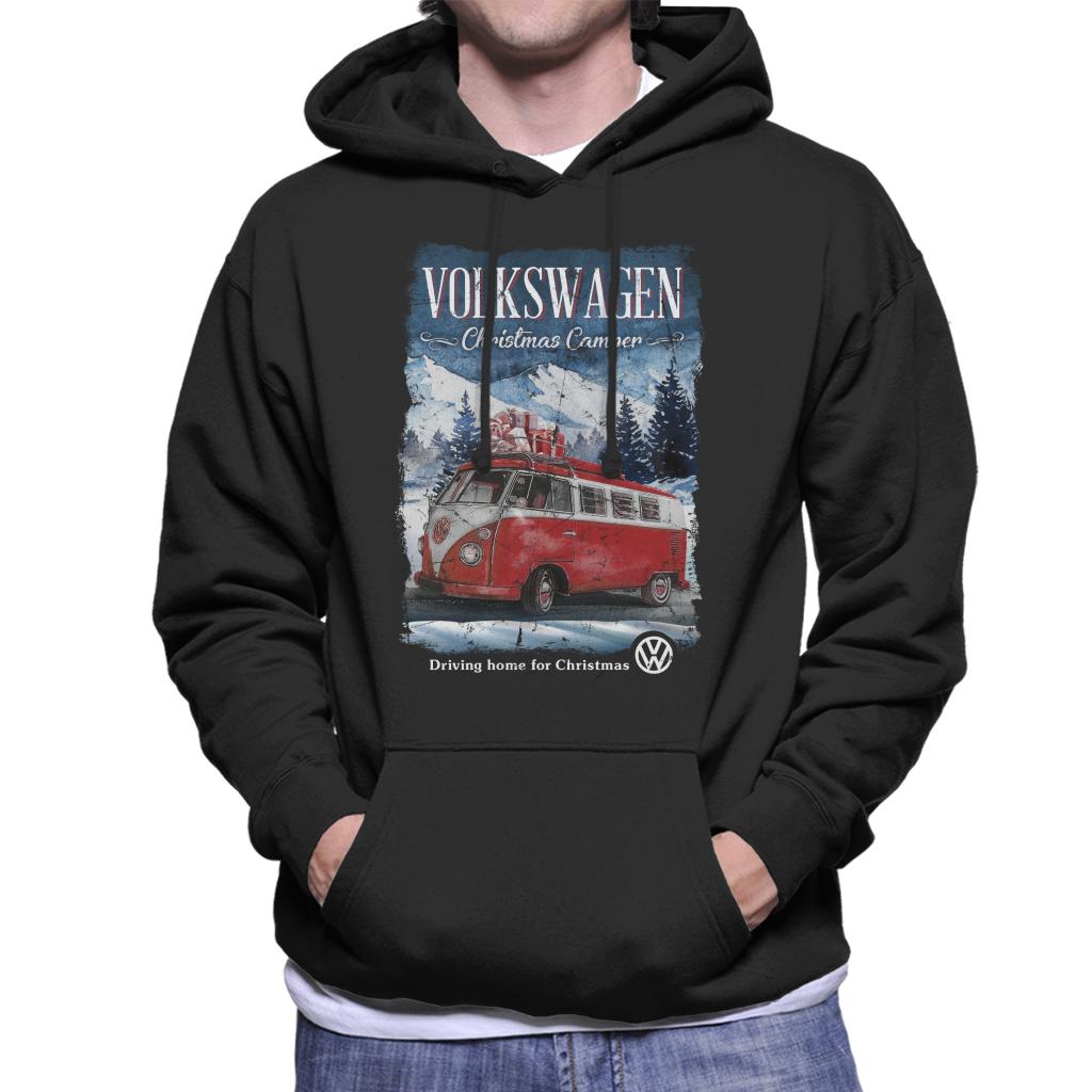 Volkswagen Christmas Red Camper Driving Home Men's Hooded product image 1
