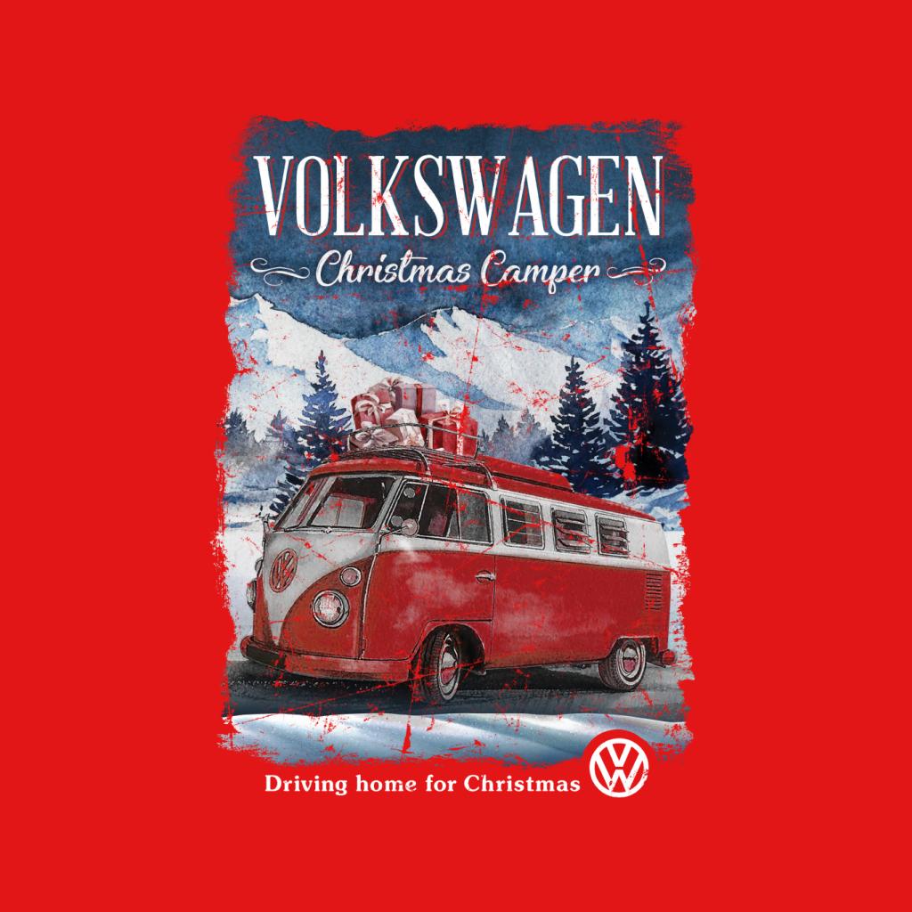 Volkswagen Christmas Red Camper Driving Home Women's Hooded product image 7