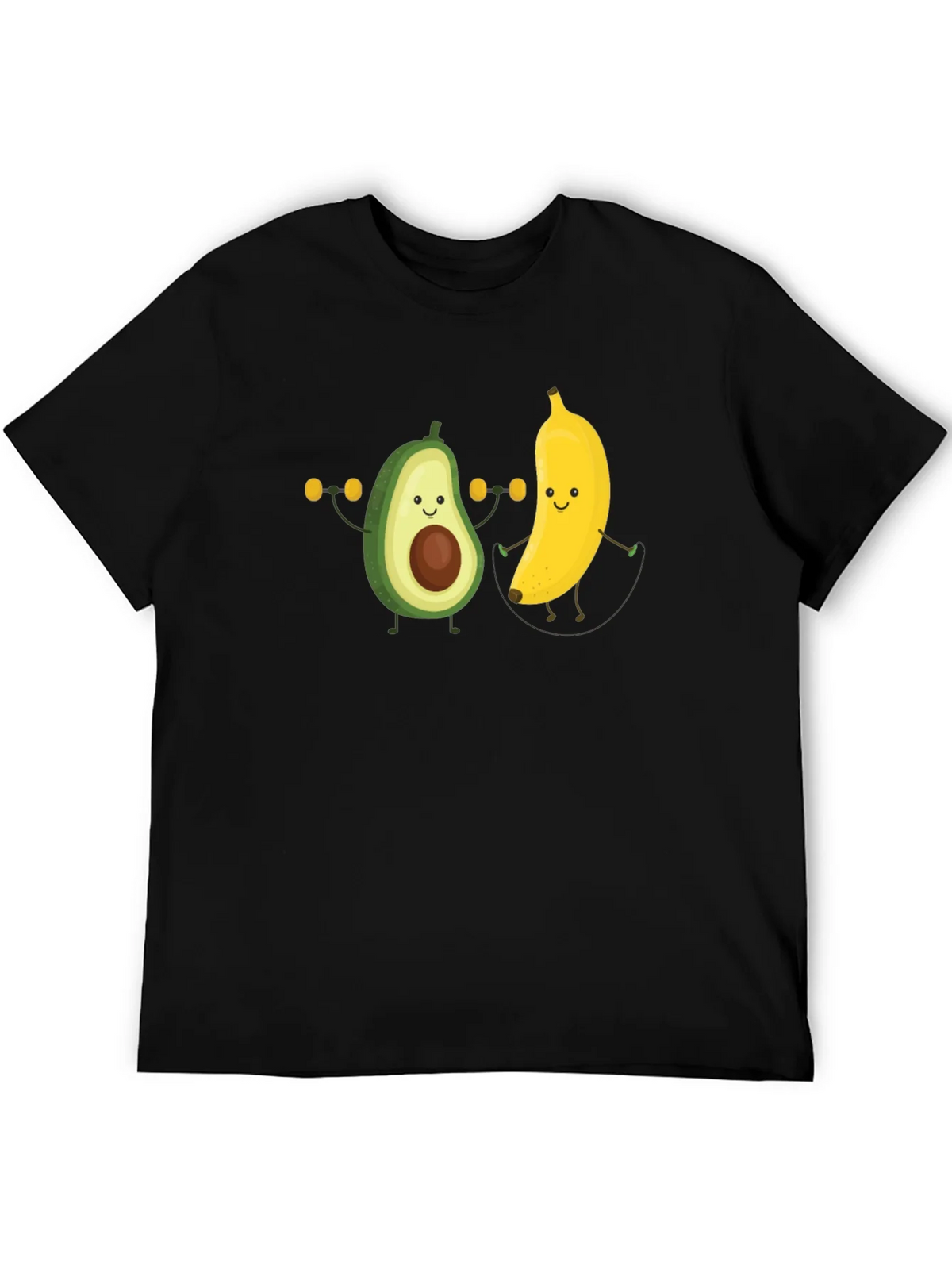 Funny Avocado Banana Workout Black T-Shirt product image 5