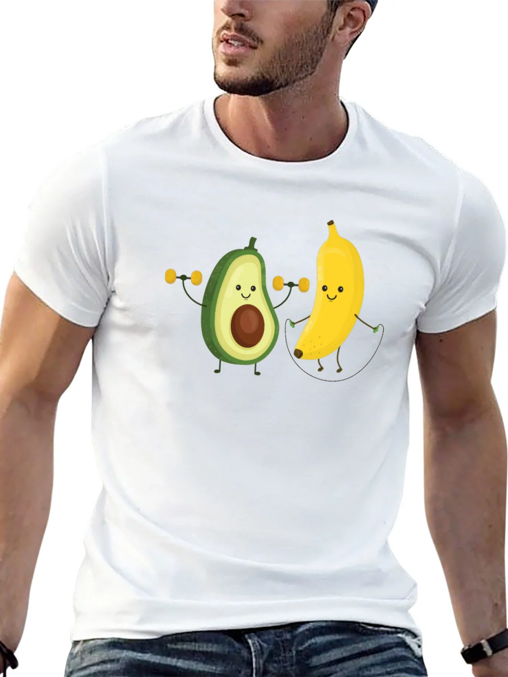 Funny Avocado Banana Workout Black T-Shirt product image 12