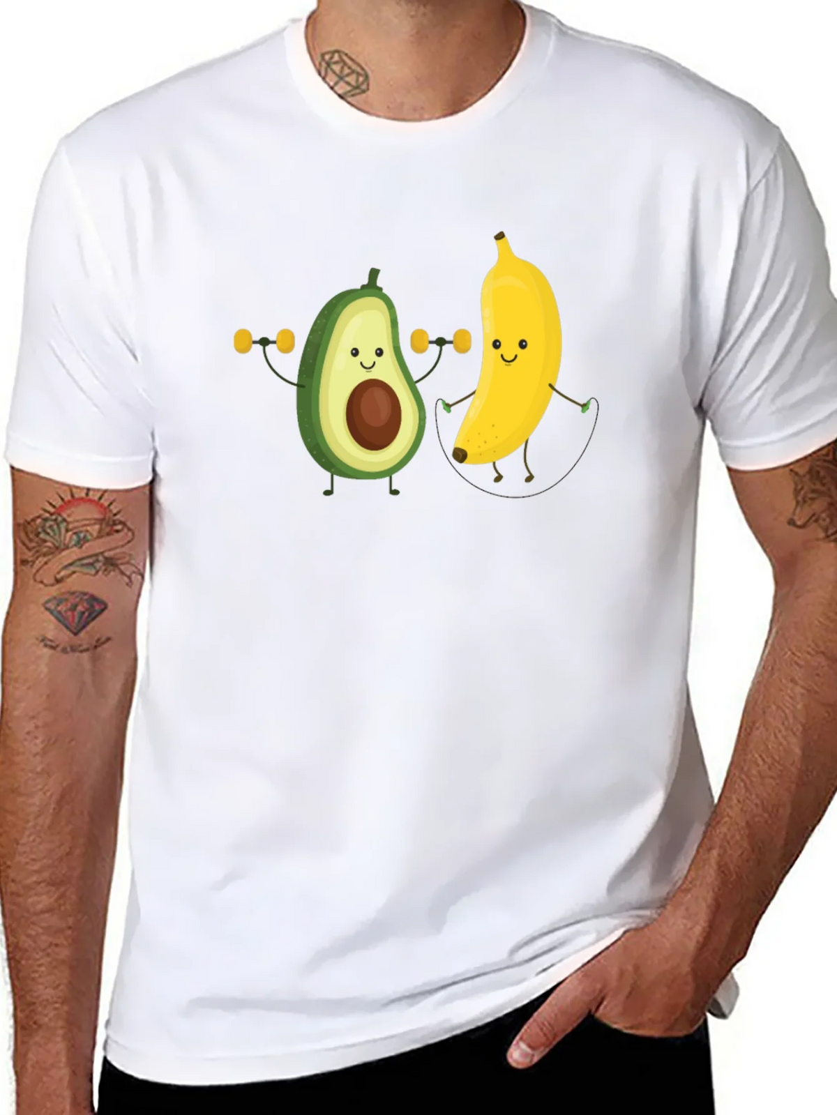 Funny Avocado Banana Workout Black T-Shirt product image 7