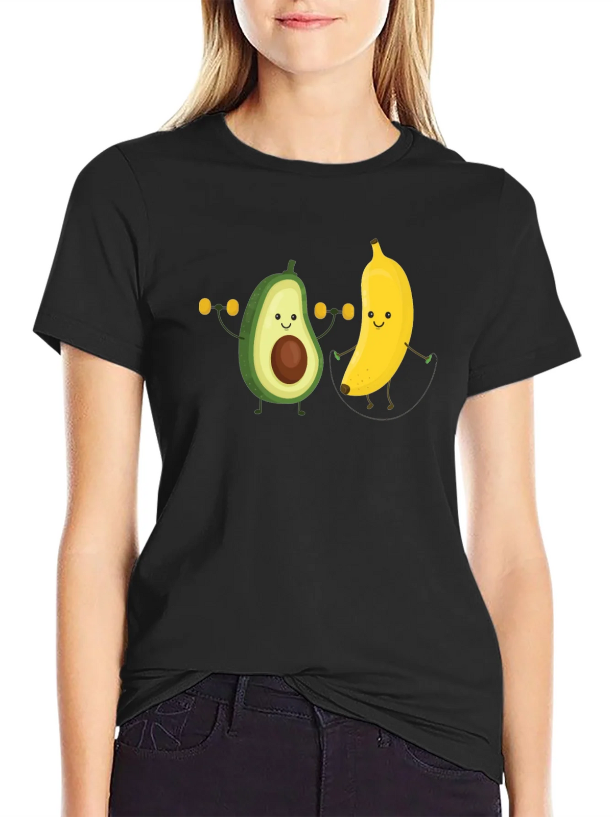 Funny Avocado Banana Workout Black T-Shirt product image 2